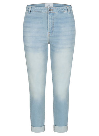 Gitta Banko Hose Samoa, lässige Jeans mit Seitentaschen und Reißverschluss, aus Denim-Material.