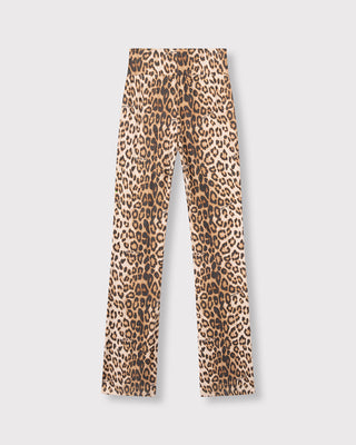 Alix Rib Flared Pant animal mit Leopardenmuster, aus weichem Ripp-Jersey, ausgestellte Passform und hohe Taille. Ideal zum Kombinieren mit passendem Oberteil und Blazer für einen kompletten Look.