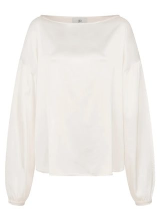 Gitta Banko Bluse London, eine elegante Bluse mit weiten langen Ärmeln und U-Boot Ausschnitt, präsentiert sich in geradem Schnitt. Ideal für modische Anlässe und maschinenwaschbar.