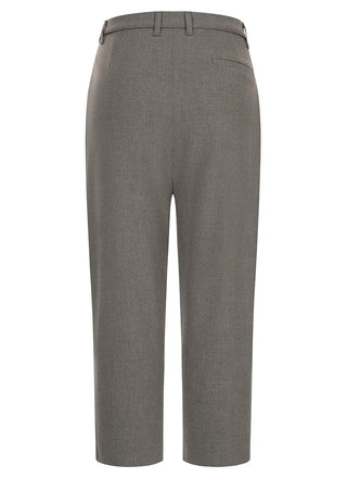 Gitta Banko Hose Margaux grey, verkürzte graue Hose mit geradem Baggy-Schnitt, seitlichen Einschubtaschen und integriertem Gürtel.