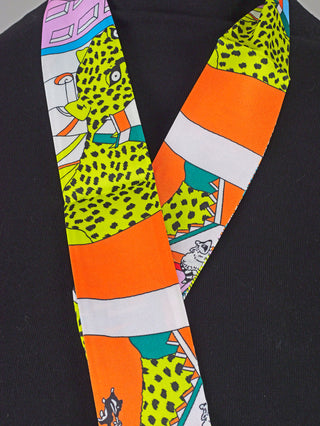 OFF#DLY Kleines Tuch multicolor mit buntem Leopardenmuster, ideal für Handgelenk oder Haare. Größe ca. 90 x 5 cm, aus 100% Polyester, handwaschbar.