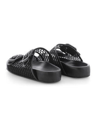 Kennel & Schmenger Soda Mesh black: Schwarze Sandalen mit verstellbaren Schnallen und modernem Mesh-Design, komfortables Lederfußbett und Gummisohle, ideal für stilvollen Komfort im Alltag.