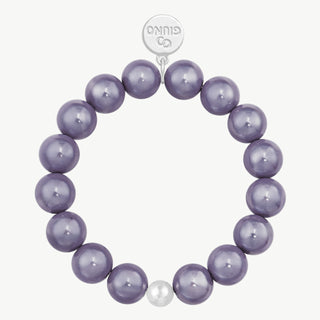 OFF#DLY Kugelarmband flieder Irisierend, ein modisches Schmuckstück mit silbernem Verschluss, bestehend aus irisierenden Acryl- und Kupferperlen. Freie Größe, ideal für stilvolle Akzente.