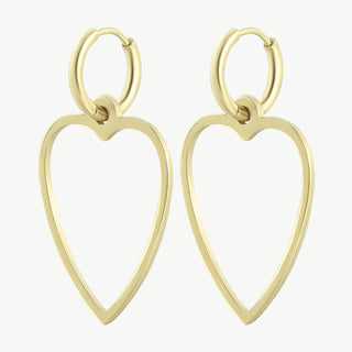 Ohrschmuck OFF#DLY Heart gold aus vergoldetem Edelstahl, 2x3 cm groß. Filigrane Herzform, die elegantes Design mit einem leichten Gewicht von 2,3 g kombiniert. Perfekt für einen stilvollen Auftritt.