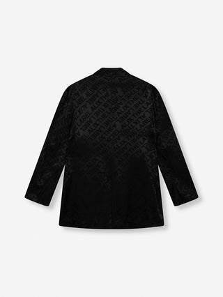 ALIX Jacquard Blazer black, oversized Passform aus fließendem Webstoff mit Jacquard-Muster ALIX THE LABEL, Knopfverschluss vorne, langen Ärmeln, Fronttaschen, ideal kombinierbar mit passender Hose für einen kompletten Look.