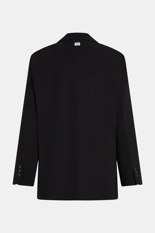 Rückansicht des Penn & Ink Blazer black, flach liegend. Sichtbar sind die Rückenmittellinie, der Kerbkragen oben und die Drei-Knopf-Manschetten an jedem Ärmel.