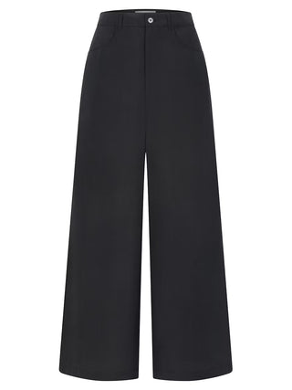 Gitta Banko Hose Taki black: Schwarze, weit geschnittene Culottes mit hoher Taille, Knopf- und Reißverschluss, Gürtelschlaufen und seitlichen Taschen, verkörpern Eleganz und modernen Stil.