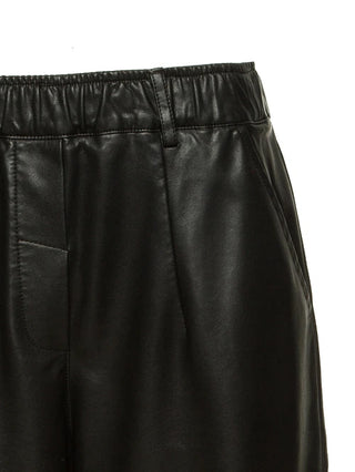 BSB Hose 212003 black, Kunstlederhose mit elastischem Bund und Gürtelschlaufen, bietet eine lockere Passform und modernen Look.