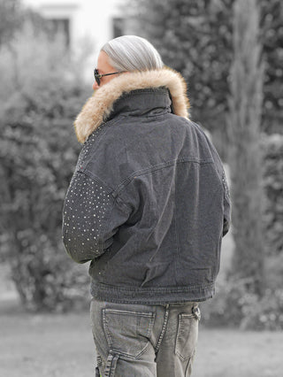 OFF#DLY Denim / Fur Jacket Viviana black