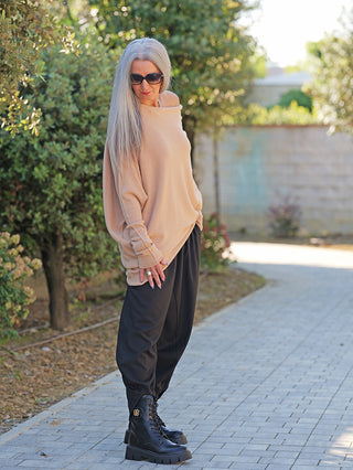 OFF#DLY Pulli Irene asymetric camel