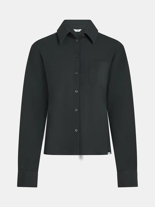 Penn&Ink Bluse antra: Dunkle Langarmbluse mit Knopfleiste, klassischem Kragen und Brusttasche. Aus knitterarmem, elastischem Material, ideal für Business und Reisen.