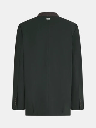 Rückansicht des Penn&Ink Blazer antra, mit kontrastierendem Kragen, Vier-Knopf-Manschetten, langen Ärmeln und einem einzelnen Rückenschlitz, präsentiert in minimalistischer Studioaufnahme.