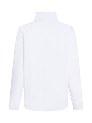 Penn&Ink Longsleeve white: Rückansicht eines schlichten weißen, langärmeligen Pullovers mit Mock-Neck-Kragen ohne Verzierungen, ideal für einen zeitlosen, bequemen Alltagsstil und Layering-Looks.