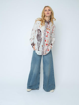 Emily Bluse 157202 sand/red/zebra