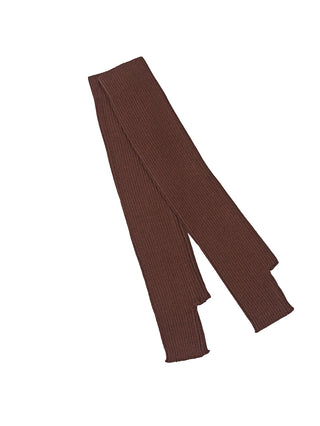 OFF#DLY Armstulpen braun: Lange, gerippte Strick-Armstulpen mit Daumenöffnung und ungesäumten Kanten, aus 5% Kaschmir, ca. 38 cm Länge.