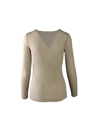 OFF#DLY Longsleeve light m. Cashmere grey: Langärmliges, V-Ausschnitt-Shirt, schmal geschnitten, aus federleichtem, weichem Material mit Kaschmiranteil, ideal für Layering oder solo tragbar.