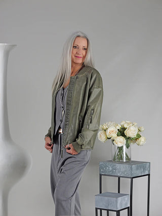 OFF#DLY Fake Lederjacke Sina khaki