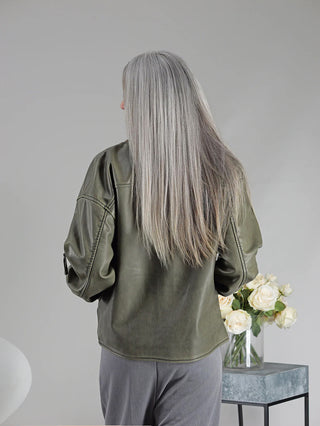 OFF#DLY Fake Lederjacke Sina khaki