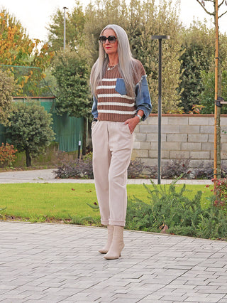 OFF#DLY Pulli Mixa braun/denim