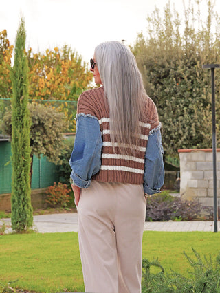 OFF#DLY Pulli Mixa braun/denim