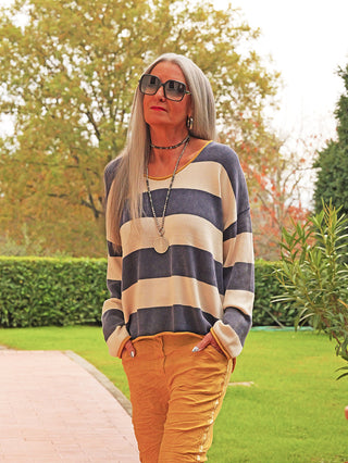 OFF#DLY Pulli Bea blue/beige