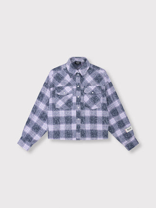 ALIX Checked Blouse night blue, langärmelige, karierte Flanellbluse mit leicht verkürztem Schnitt, Knopfleiste, Brusttaschen und kleinem ALIX-Label am linken Ärmel; ideal für urbane Looks.