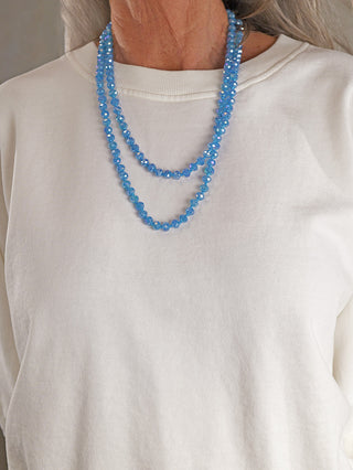 Glasperlenkette oval 7 mm lightblue