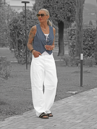 OFF#DLY Wide Leg Denim Gina white