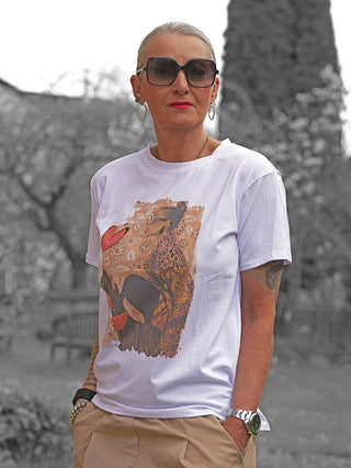OFF#DLY Tee Red heart white/multi