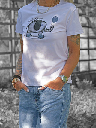 OFF#DLY Tee Elefant white/blue