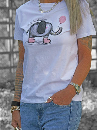 OFF#DLY Tee Elefant white/rosa