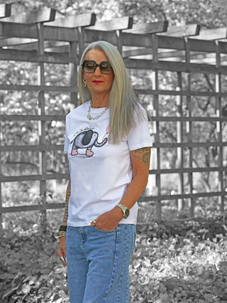 OFF#DLY Tee Elefant white/rosa