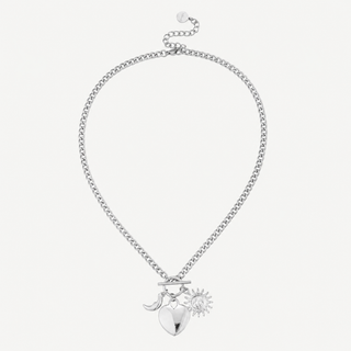 OFF#DLY Kette Sun Moon Heart silver shiny