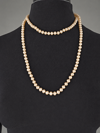 Glasperlenkette oval 7 mm taupe