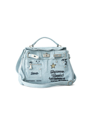 OFF#DLY Denim Bag Sing Star lightblue