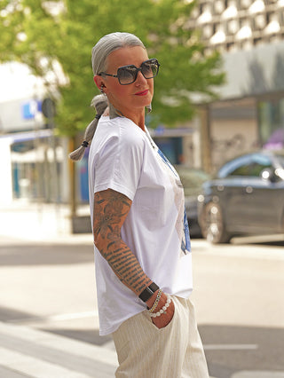 OFF#DLY Tee Rose white/blue