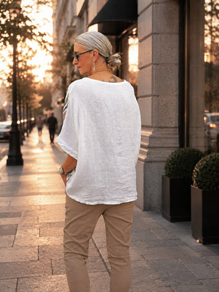 OFF#DLY Linen Shirt white Flower