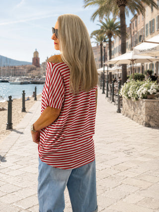 OFF#DLY Margot Stripe Tee red /white