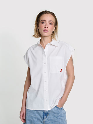 ALIX Sleeveless Bluse soft white