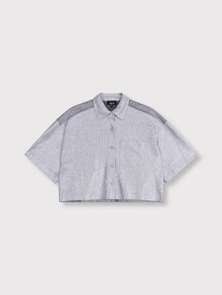 ALIX Foil Cropped Blouse lightgrey