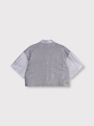 ALIX Foil Cropped Blouse lightgrey