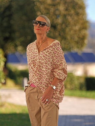 OFF#DLY Musselin Bluse rosa Leo