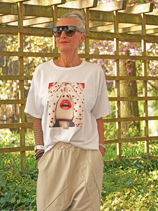 OFF#DLY Tee Paris white/red