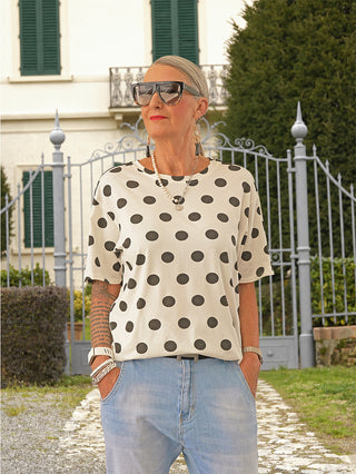 OFF#DLY Tee Dots/Stripes white&black