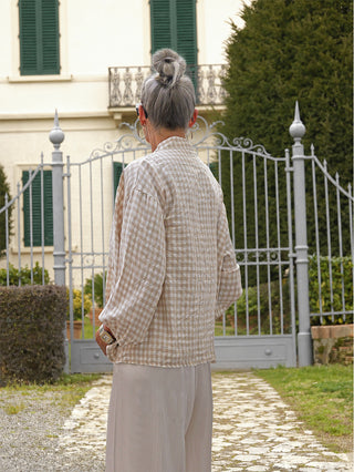 OFF#DLY Checker Jacket beige/white