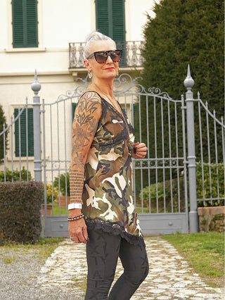 OFF#DLY Top camouflage asymetric