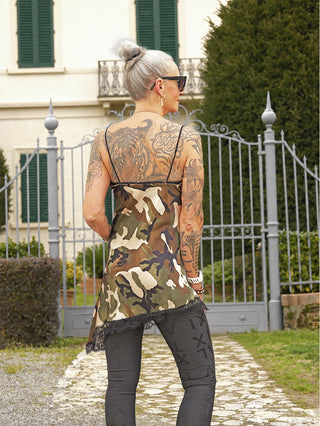 OFF#DLY Top camouflage asymetric