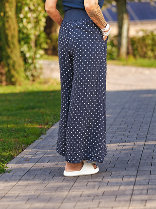 OFF#DLY Linen Pant Dot´s dark blue