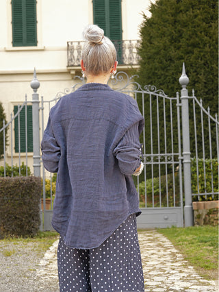 OFF#DLY Bluse Linen dark blue