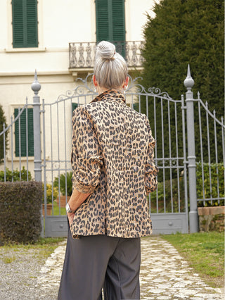 OFF#DLY Linen Blazer Trixi Leo camel/black